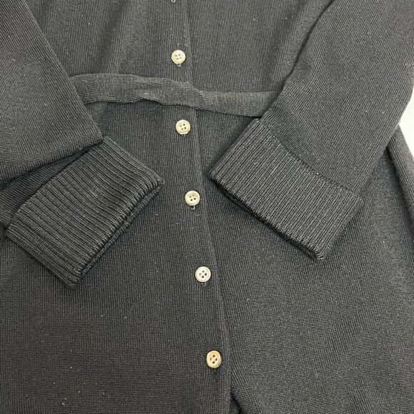 Halogen black merino wool button up cardigan with tie belt size M - Picture 13 of 14